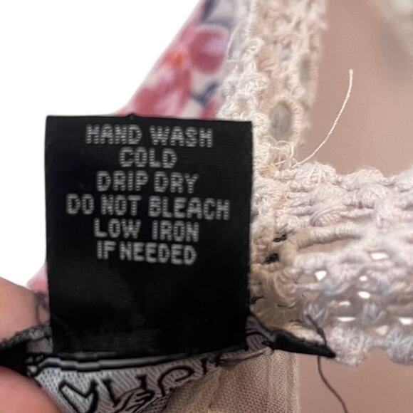 Angie Square Neck Crochet Crinkle Floral Flutter Ruffle Blouse Top Cream Large - Picture 7 of 7